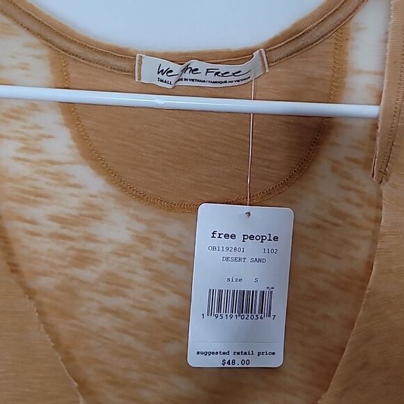 Free People Sheer Desert Sand Oversized Top Size Small - Picture 6 of 9